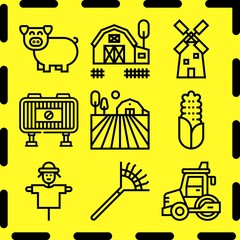 Simple 9 icon set of farm related [iconsRandom:4] vector icons. Collection Illustration