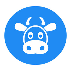 Cow flat icon. Single high quality outline symbol. Funny cartoon vector cow face logo template. Vector illustration.