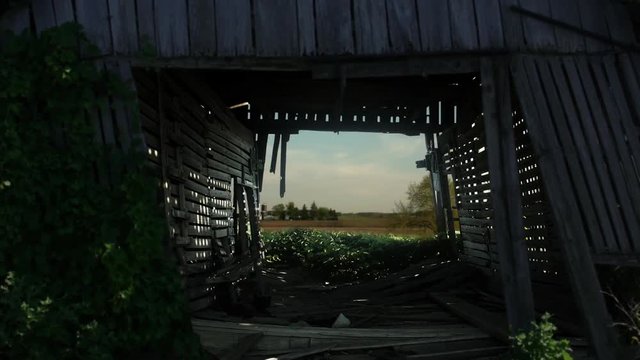 Timelapse zoom in of barn shadows during sunset Helena Ohio