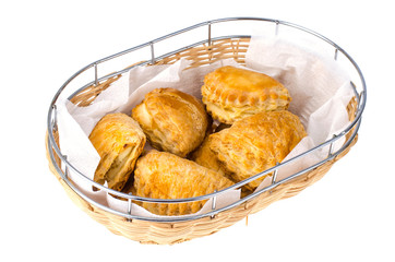Wicker basket with sweet homemade cakes