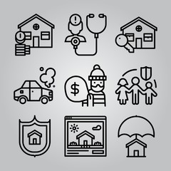 Simple 9 icon set of insurance related [iconsRandom:4] vector icons. Collection Illustration