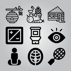 Simple 9 icon set of healthy related [iconsRandom:4] vector icons. Collection Illustration