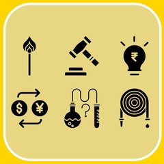 Obraz premium Simple 6 icon set of business related auction, exchange, science and idea vector icons. Collection Illustration