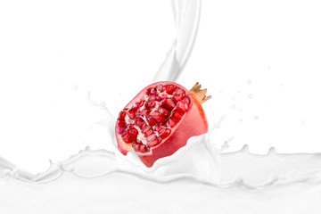 Fresh Pomegranate With Milk Splash