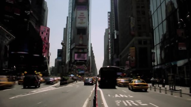 Timelapse day to night flicker effect of Times Square Manhattan New York