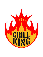 king krone feuer heiß flammen stempel sticker emblem chef koch kochen grillen grillmeister schürze essen hunger lecker grill bbq küche backen