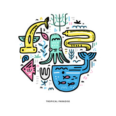 Naklejka premium Underwater Life Concept