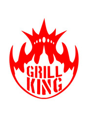 king krone feuer heiß flammen stempel sticker emblem chef koch kochen grillen grillmeister schürze essen hunger lecker grill bbq küche backen