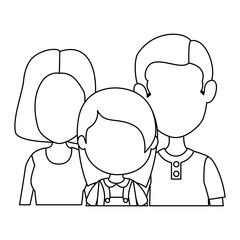 parents couple with daughter characters