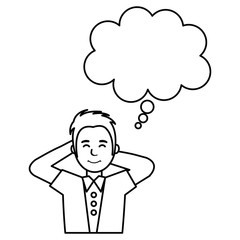 businessman with dream bubble avatar character