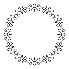 Outline decorative circle frame design, monochrome