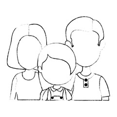 parents couple with daughter characters