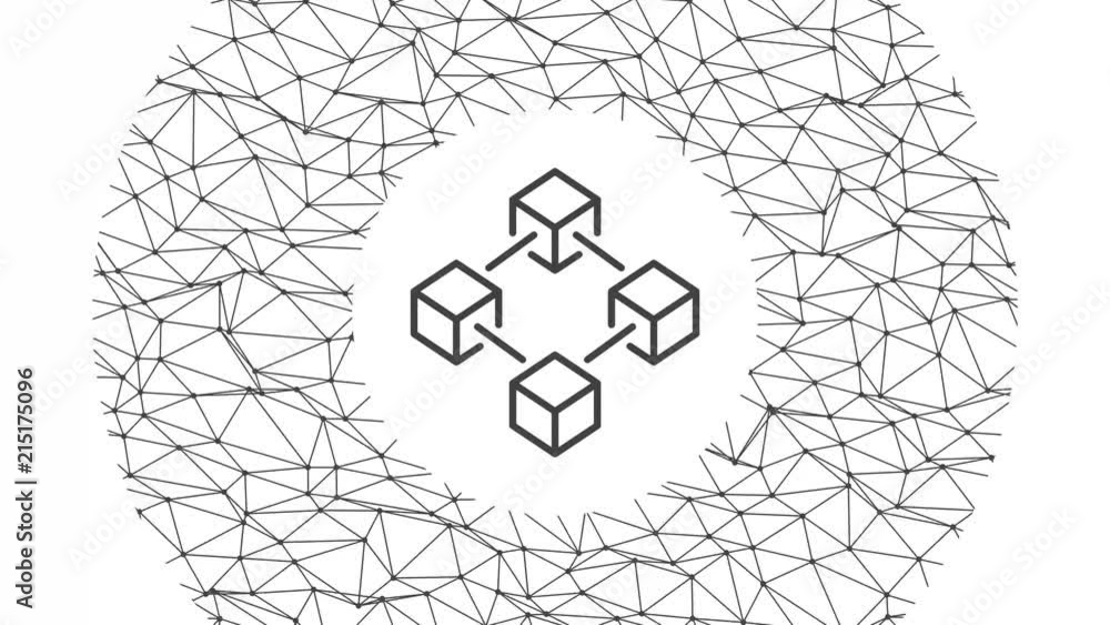 Poster cryptocurrency scheme concept. blockchain scheme, animation