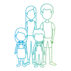 parents couple with kids characters