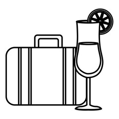 suitcase travel with cocktail