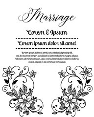 Vintage greeting card frame floral for marriage vector illustration