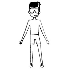 young boy with swimsuit and snorkel