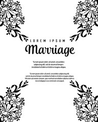 Marriage card or invitation with abstract floral background vector illustration