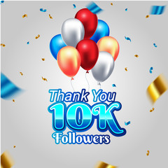 10k followers card banner template for celebrating many followers in online social media networks