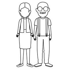 cute grandparents couple avatars characters