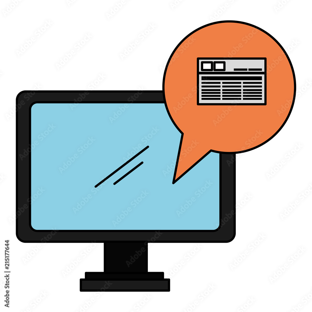Poster computer desktop display with speech bubble