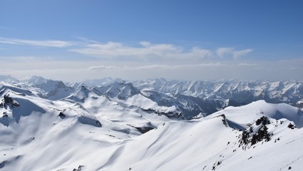 A view of crowded Alps Mountains