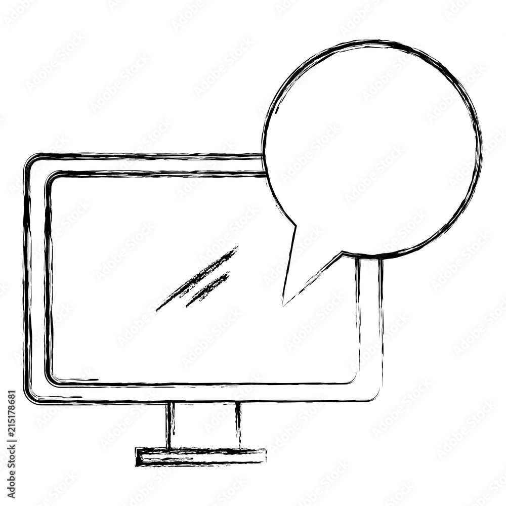 Poster computer desktop display with speech bubble