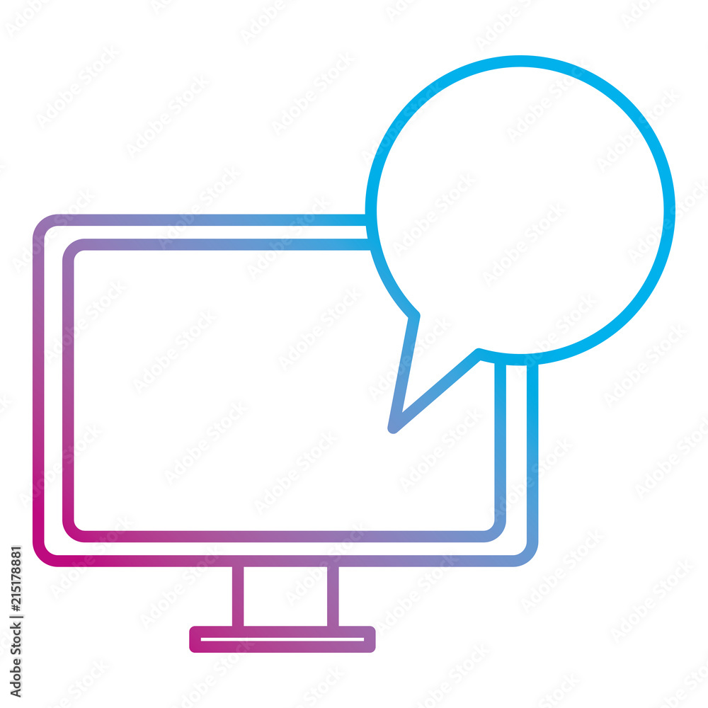 Poster computer desktop display with speech bubble