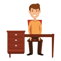 young man avatar in the desk character