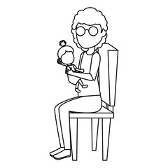 cute grandmother with granddaughter in the chair