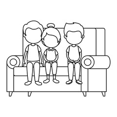 cute and little kids in the sofa characters