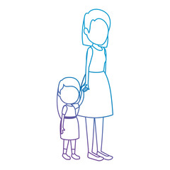 cute and little girl with mother characters