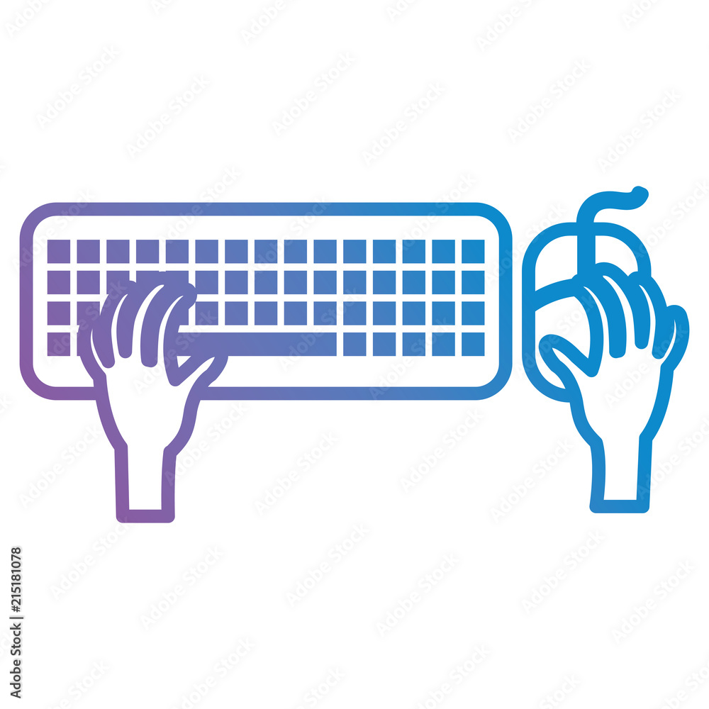 Poster hands typing in keyboard and mouse