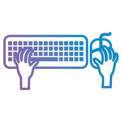 hands typing in keyboard and mouse