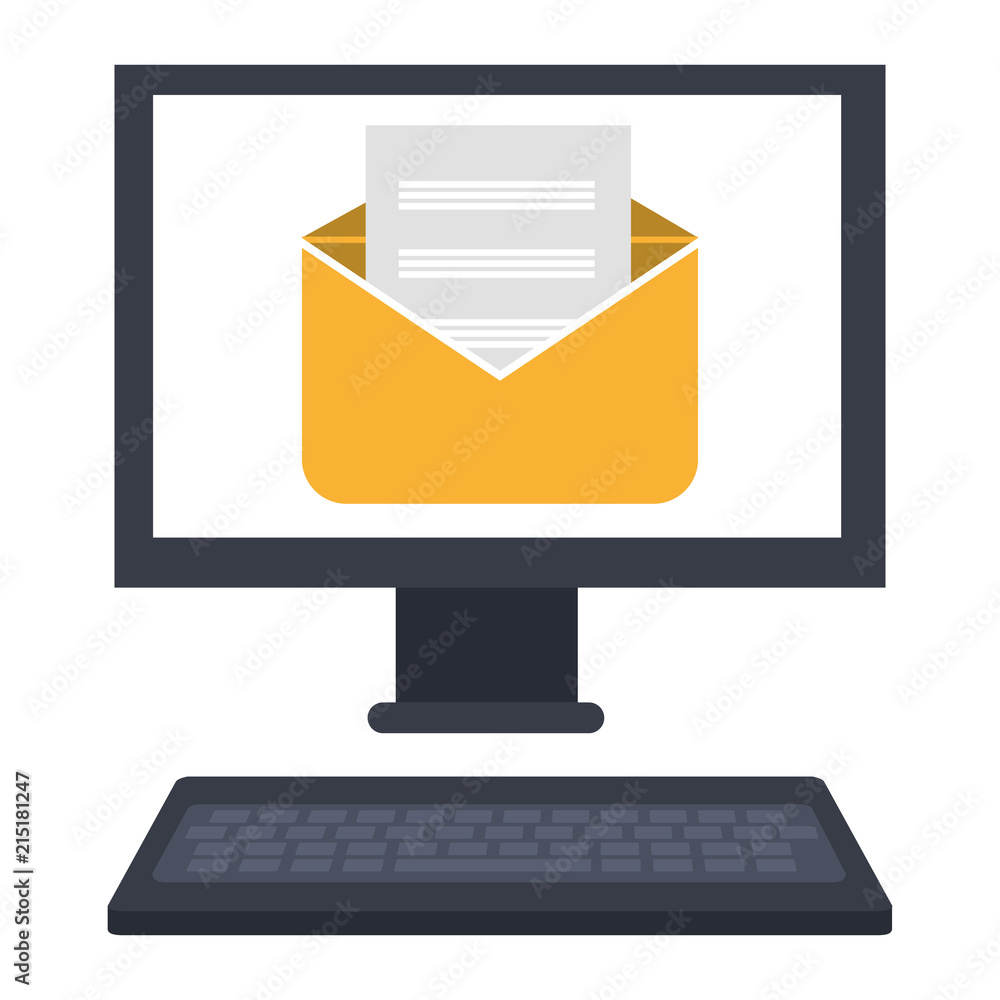 Poster computer desktop with envelope
