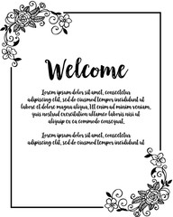 Obraz premium Hand drawn welcome letter with floral vector illustration