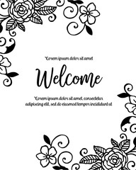 Hand drawn welcome letter with floral vector illustration