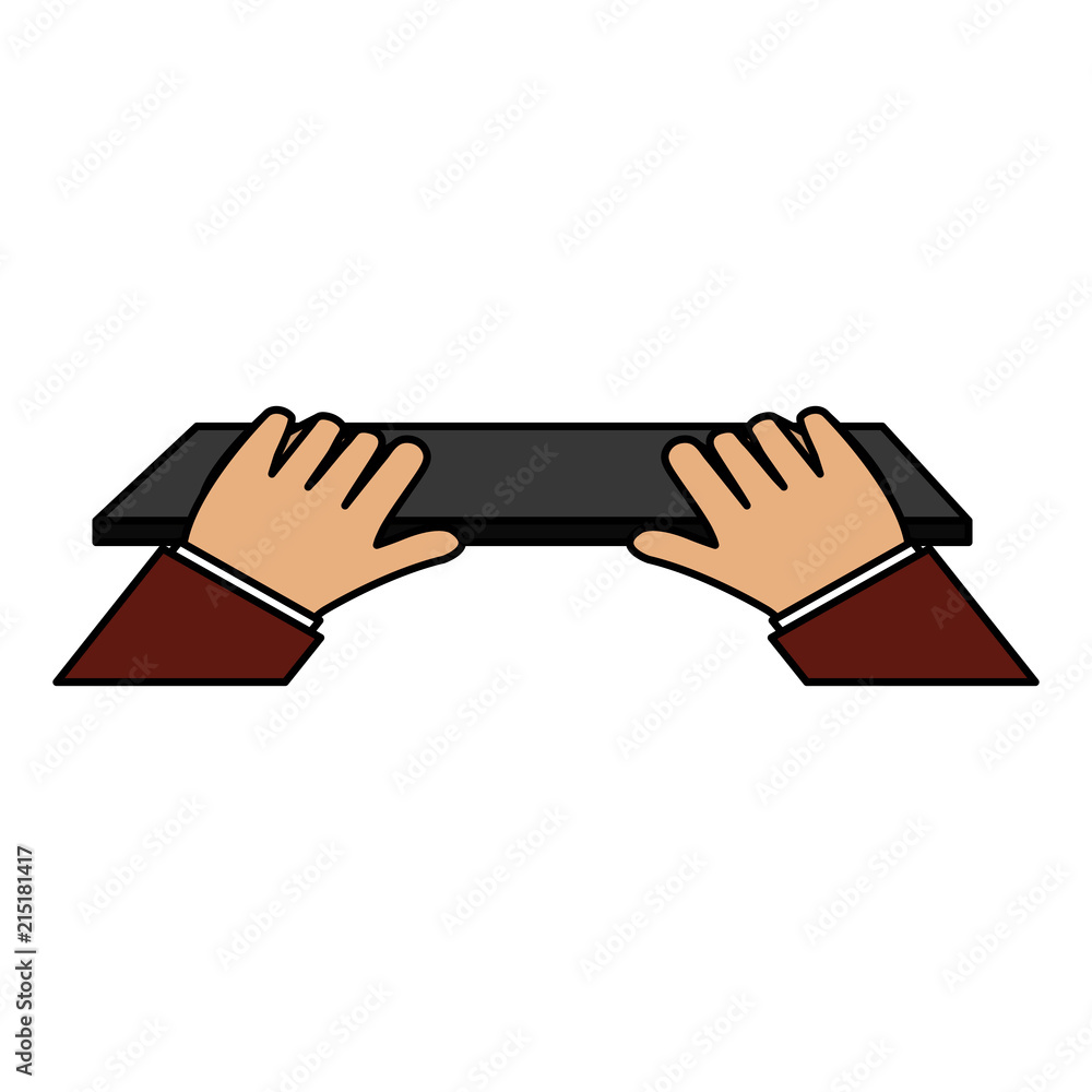 Poster hands typing in keyboard