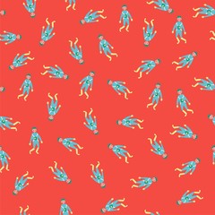Seamless vector pattern with cartoon astronaut. Stylish, summer, bright background.