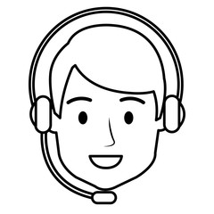 call center agent with headset
