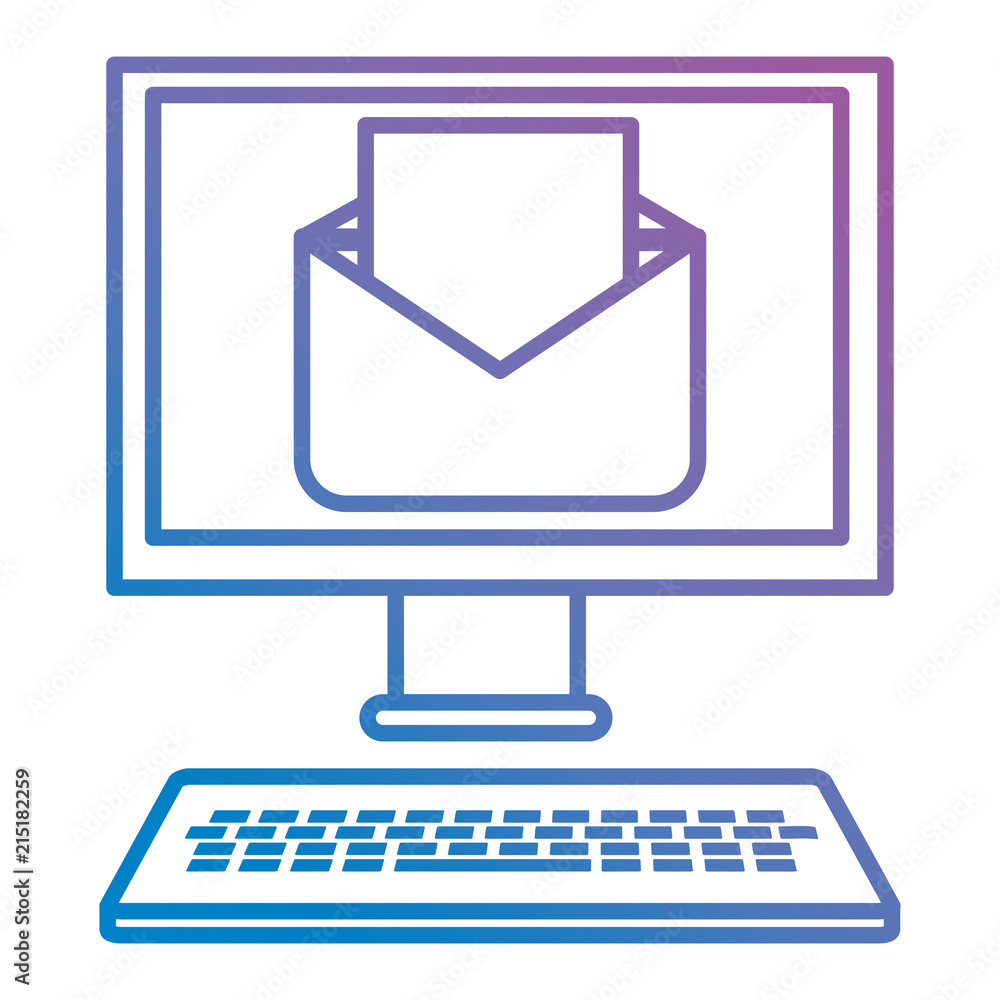 Poster computer desktop with envelope