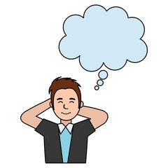 businessman with dream bubble avatar character