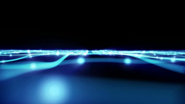Neural network grid data flying. Abstract background animation.