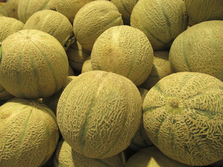 Fresh organic melon for sale in the supermarket.