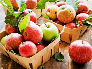 Apples on wooden background