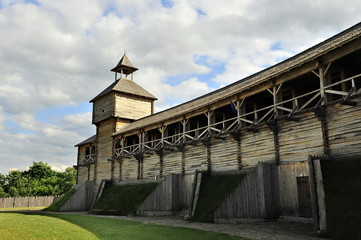 Fototapeta na wymiar Wooden fortress wall