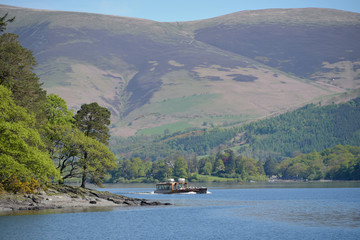 Ferry crossing Derwentwater beneath Skiddaw, Lake District