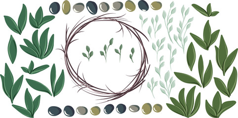 Set for creating round olive wreath
