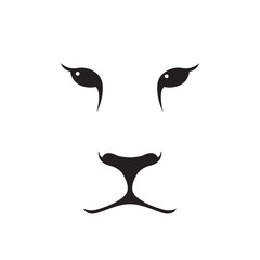 Puma muzzle silhouette. Wild animal emblem. Minimalist template design. Vector illustration.