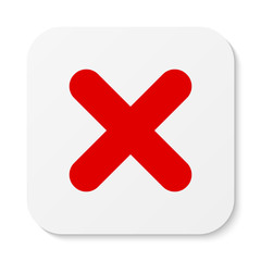 Obraz premium Flat white square sticker X mark icon, button. Cross symbol isolated on white background.